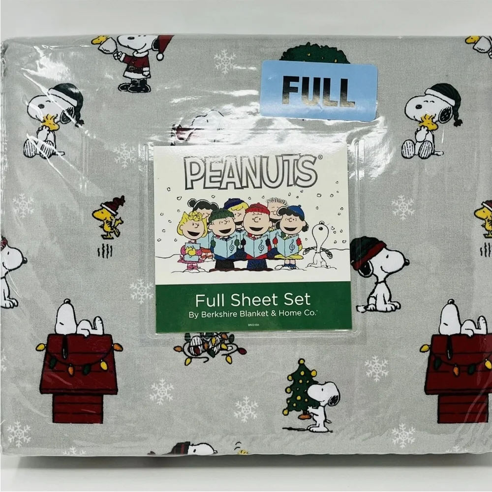 PEANUTS Snoopy Woodstock Christmas FULL SHEETS SET Santa Hat Wreath Lights Tree